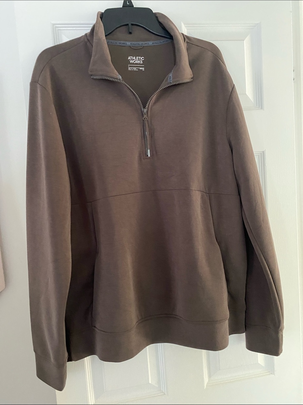 Athletic Works Men's Brown Half-Zip Pullover Sweater